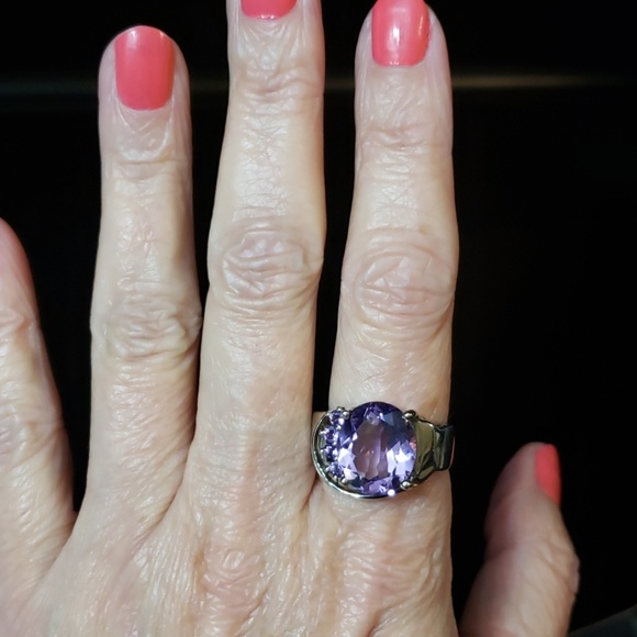 NWOT Solid 925 Sterling & Amethyst Ring Size 9.5 - Picture 8 of 8